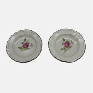 Chalfonte CPC Porzellan Rose Pair Small Ashtrays Bavaria Germany 3.25" Porcelain